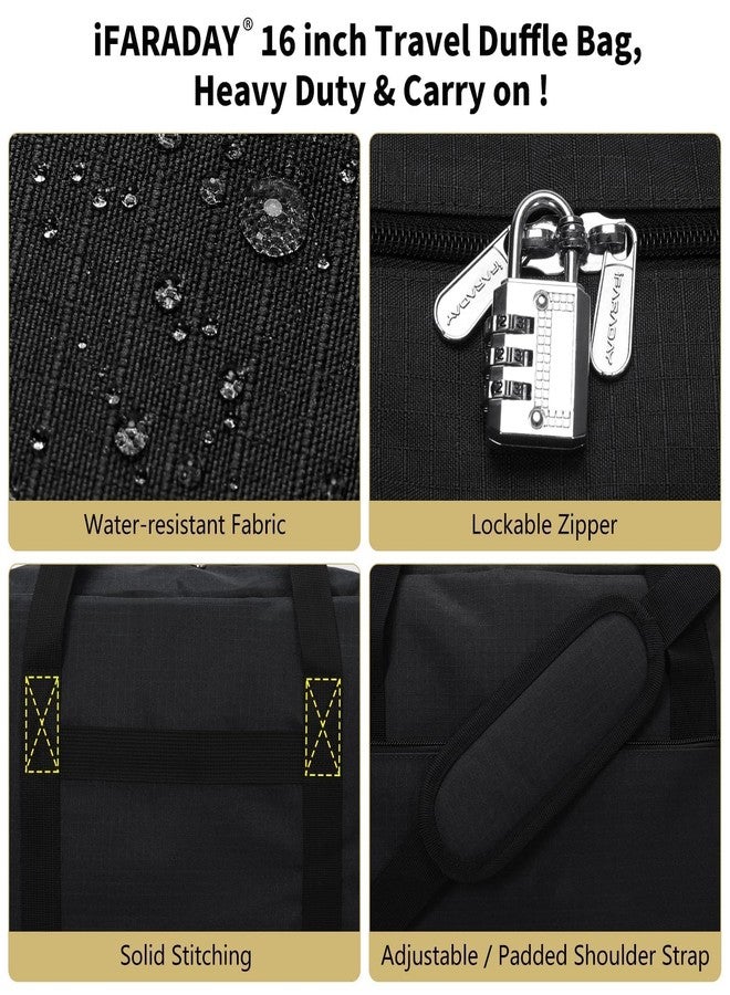 iFARADAY Carry on Duffle Bag for Travel - 16x7x12.5 Airline Approved Personal Item Travel Bag with Shoulder Strap for Men and Women (Black) - Image 4